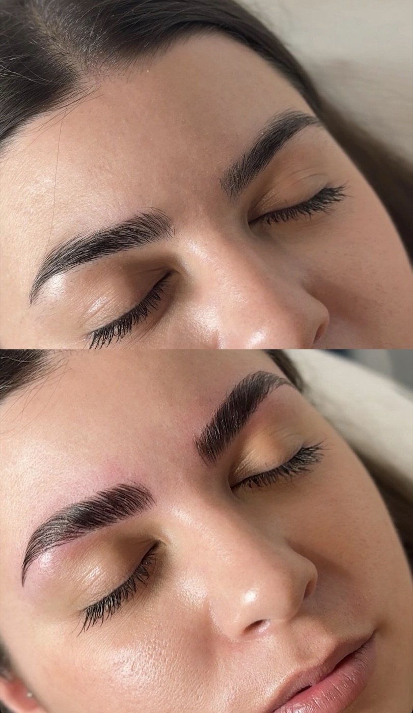 Laminado de cejas antes y después
